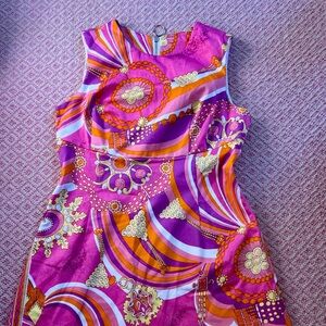 Jules Reid Harrison dress in JR jeweled pink print. Size 8